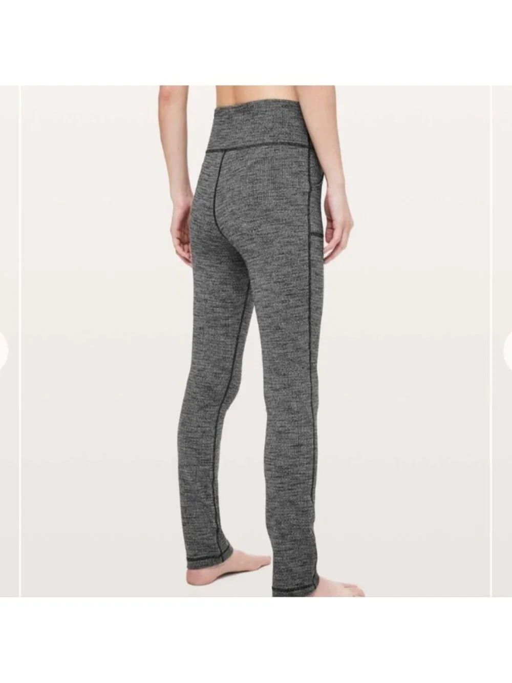 Lululemon Skinny Will Pant *Full-On Luon Variegated Knit Blk Heathered B…